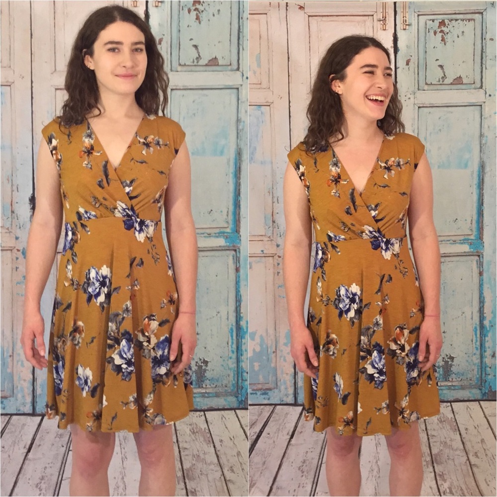 Mustard Floral Dress - Picture 2 of 2